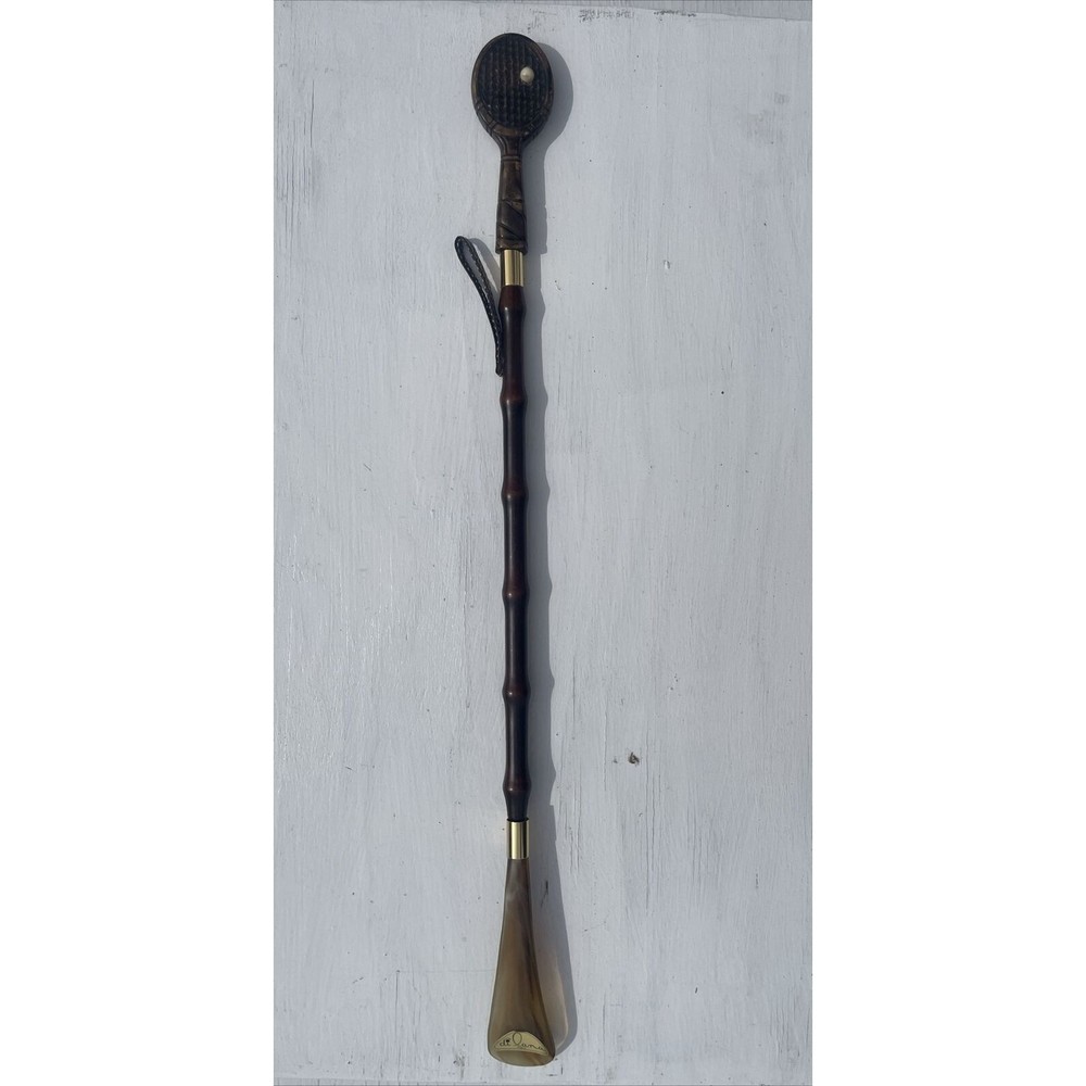Vintage Shoe horn long handled wood senior shoehorn Tennis Racket DiLana Italy